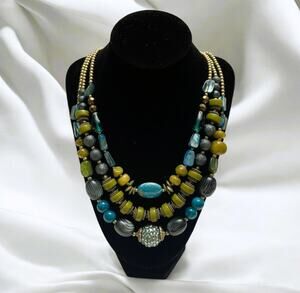 Premier Design Multi-Strand Mixed Bead (Stone, Glass, Crystal, Acrylic) Necklace